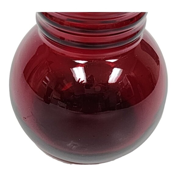 Anchor Hocking Royal Ruby Red Bud Vase Set 6 3/4" Ribbed Neck Romantic 30s Decor - Picture 5 of 14